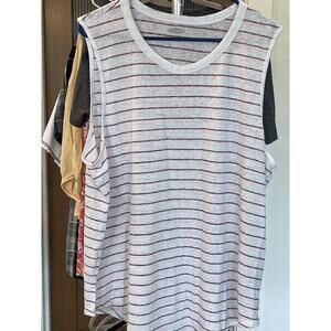 Old Navy Women’s 100% Cotton Striped Tank‎ Top, Red & White, Size XXL